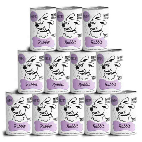 Paka Zwierzaka Karma mokra dla psa PEPE Rabbit (królik) zestaw 12 x 400 g