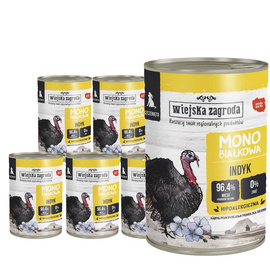 Wiejska Zagroda mokra karma monobiałkowa dla psa indyk dla szczeniąt zestaw 12 x 400 g