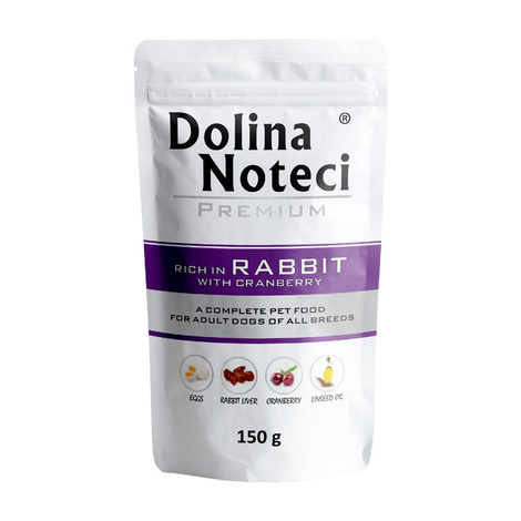 Mokra karma dla psa Dolina Noteci Premium bogata w królika z żurawiną saszetka 150 g