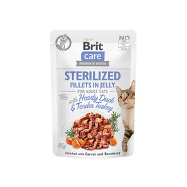 Brit Care Karma mokra dla kotów sterylizowanych w galarecie kaczka i indyk 85 g