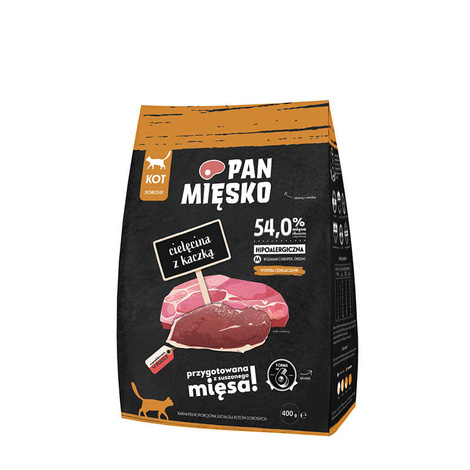 Pan Mięsko karma sucha dla kota Cielęcina z kaczką M 400 g