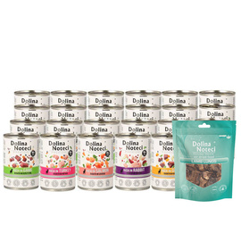 Mokra karma dla psa Dolina Noteci Premium bogata w... mix smaków 24 x 400 g EDYCJA LIMITOWANA + Natural Treats płuca jagnięce 100 g gratis