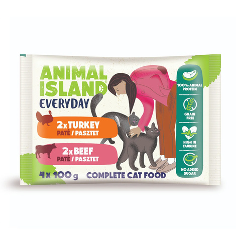 Animal Island Everyday Karma mokra dla kota pasztet z indykiem i wołowiną 4 x 100 g