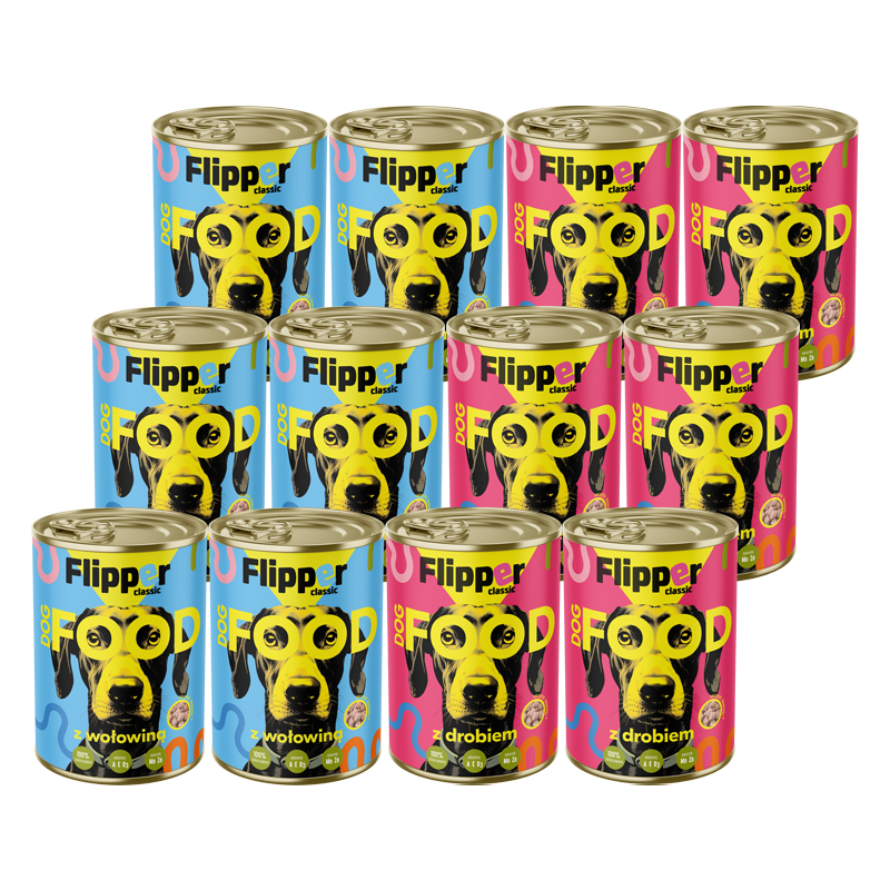 Flipper Mokra Karma mokra dla psa mix smaków 12 x 1240 g