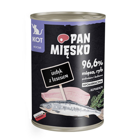 ARCHIWUM Pan Mięsko karma mokra dla kota Indyk z łososiem 400 g dla kociąt