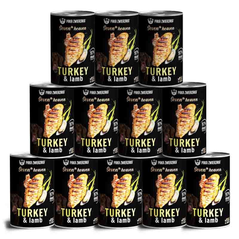Paka Zwierzaka Karma mokra dla psa SH Turkey & lamb indyk i jagnię zestaw 12 x 400 g
