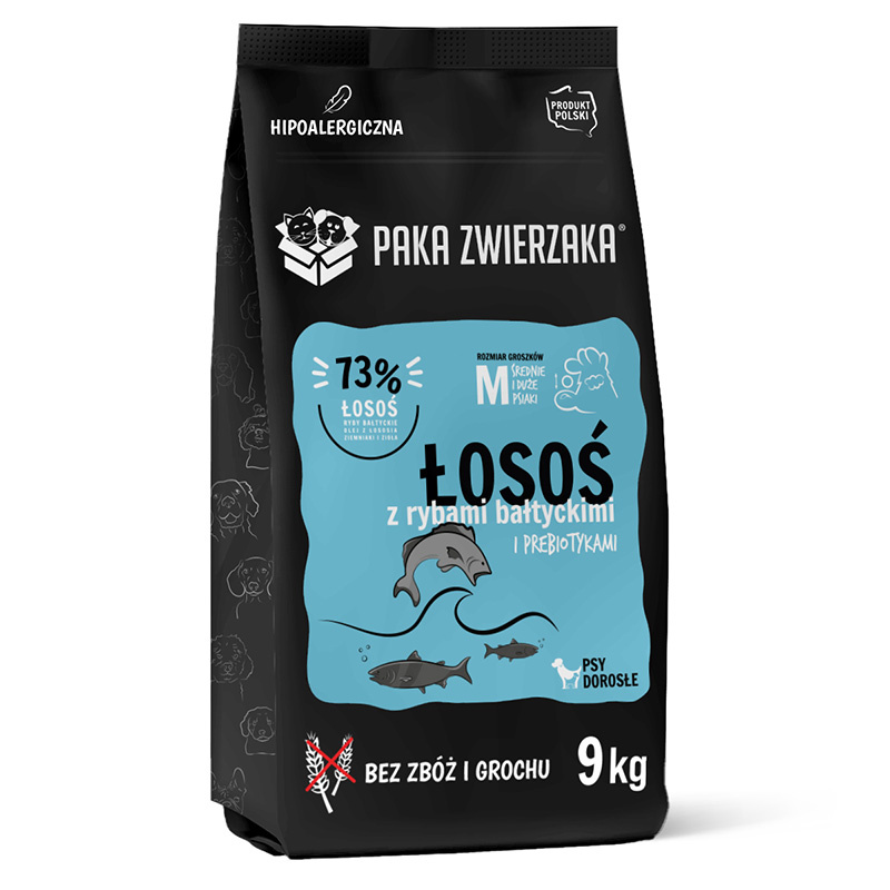 Paka Zwierzaka Karma sucha dla psa Seventh Heaven Łosoś z rybami bałtyckimi 9 kg