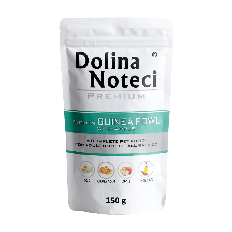 Mokra karma dla psa Dolina Noteci Premium bogata w perliczkę z jabłkiem saszetka 150 g