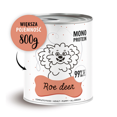 Paka Zwierzaka PEPE Roe deer Karma mokra dla psa sarna 800 g