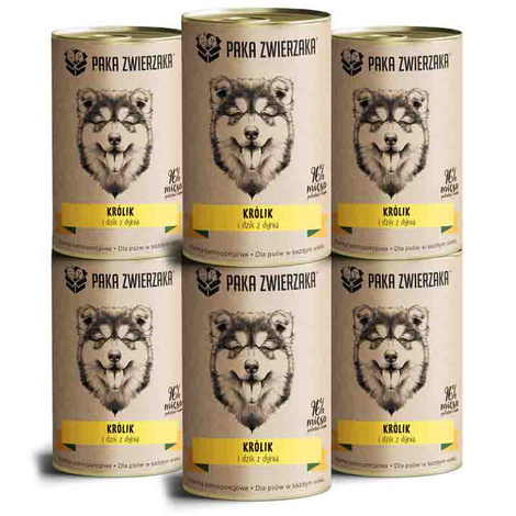 Paka Zwierzaka Karma mokra dla psa Królik i dzik z dynią zestaw 6 x 400 g