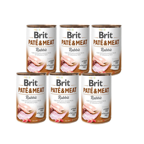 Karma mokra dla psa Brit Pate & Meat Rabbit zestaw 6 x 400 g
