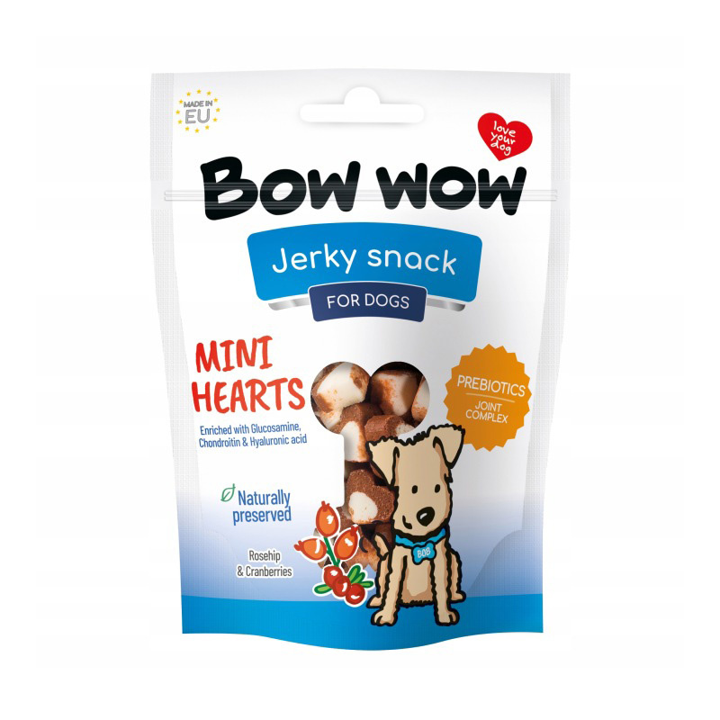 Bow Wow Paski kolagenowe przysmak dla psów serduszka 80 g