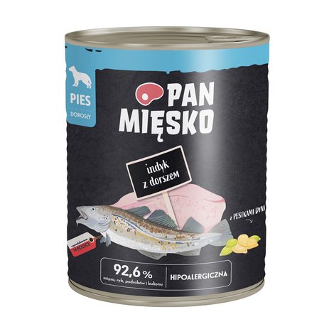 Pan Mięsko Karma mokra dla psa indyk z dorszem 800 g