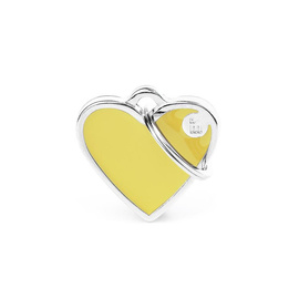 Zawieszka Adresówka Identyfikator z grawerem dla psa i kota serce żółte z obramówką S