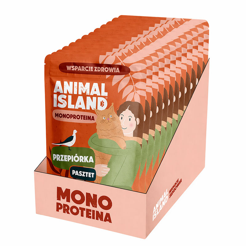 Animal Island karma dla kota MONObiałkowa przepiórka 10 x 100 g