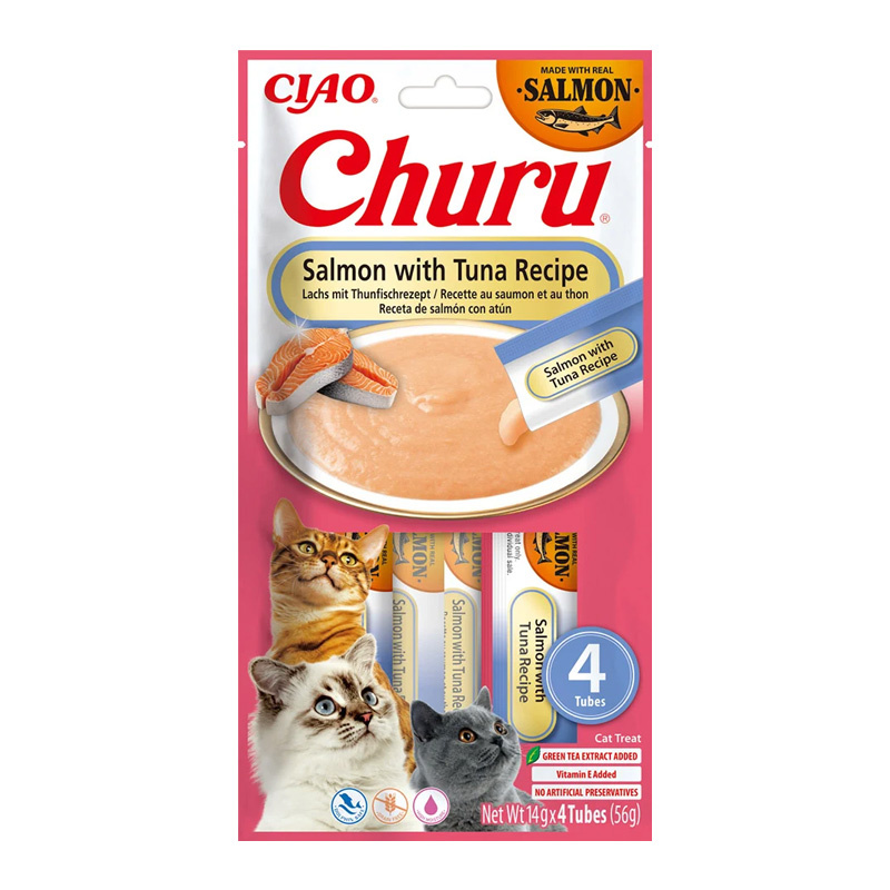 Inaba Cat Churu Przysmak dla kota z łososiem i tuńczykiem 4 x 14 g