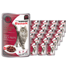 Super Benek Fileciki dla kota w sosie z wołowiną karma mokra zestaw 24 x 85 g