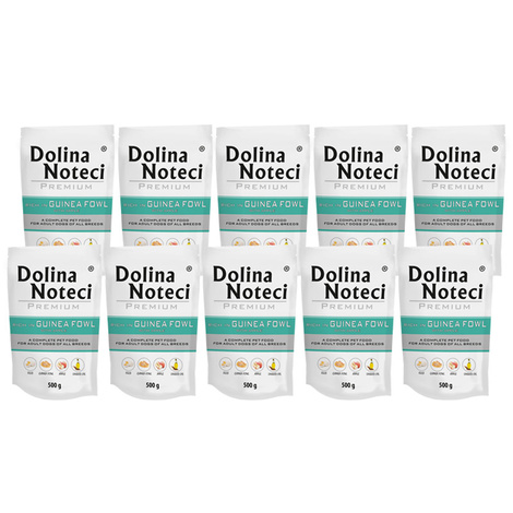 Mokra karma dla psa Dolina Noteci Premium bogata w perliczkę z jabłkiem zestaw 10 x 500 g