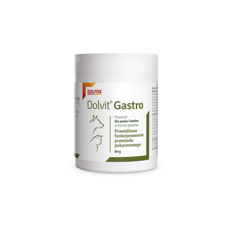 Dolfos Dolvit Gastro Preparat dla psa i kota prawidłowe funkcjonowanie przewodu pokarmowego proszek 80 g