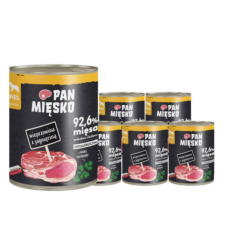 Pan Mięsko karma mokra dla psa Wieprzowina z jagnięciną zestaw 6 x 800 g