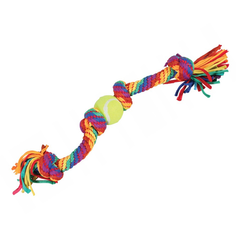 ZOLUX Szarpak dla psa – Sznur z piłką tenisową RAINBOW 60 cm