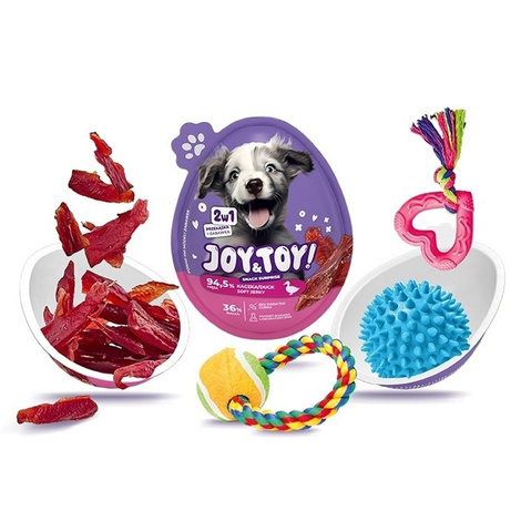 Joy&Toy Jajko niespodzianka 2w1 dla psa przekąska o smaku kaczki + zabawka