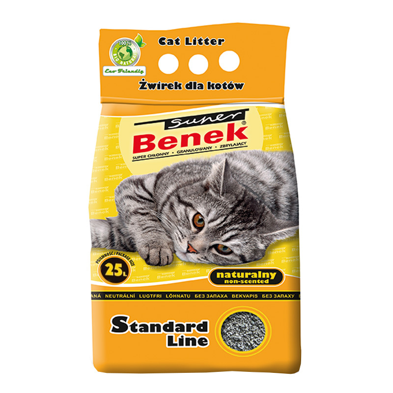 Super Benek Standard Line Żwirek mineralny dla kota naturalny 25 l