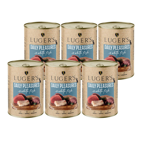 Karma mokra dla kota Luger's Daily Pleasures z białą rybą zestaw 6 x 400 g 