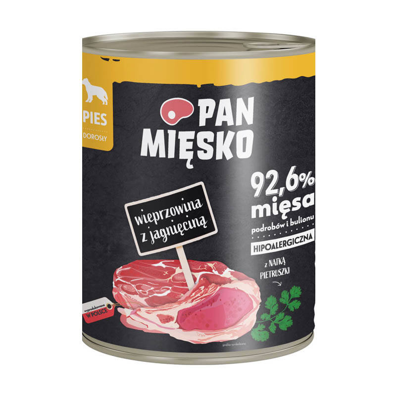 Pan Mięsko karma mokra dla psa Wieprzowina z jagnięciną 800 g