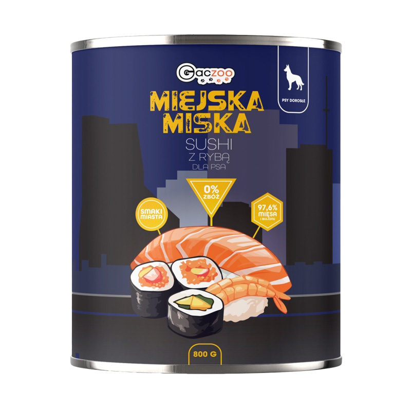 Gaczoo Miejska Miska karma mokra dla psa sushi 800 g