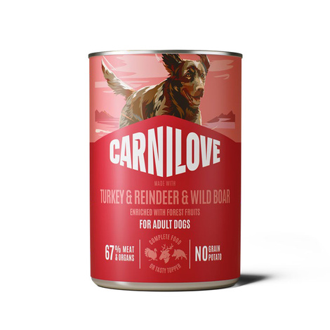 Carnilove Dog Can Paté Karma mokra dla psów Indyk, renifer i dzik z czarną porzeczką 400 g
