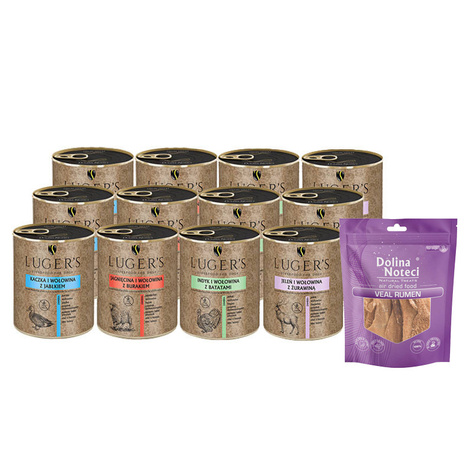 Karma mokra dla psa Luger’s Mix III 12 x 800 g + gratis Dolina Noteci Natural Treats Veal Rumen żwacze cielęce 100 g
