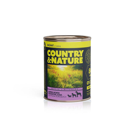 COUNTRY&NATURE bezzbożowa karma mokra dla psa bażant z cukinią  800 g 