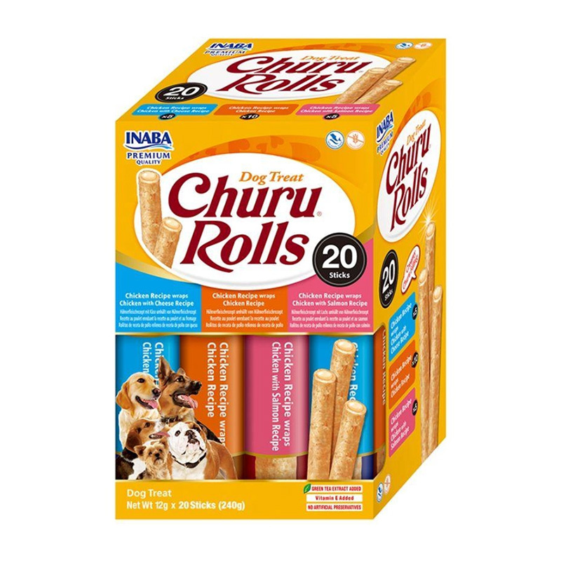 Inaba Churu Rolls Variety Pałeczki z kremowym nadzieniem dla psa 20 x 12g