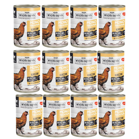 Wiejska Zagroda mokra karma monobiałkowa dla kota kurczak zestaw 12 x 400 g