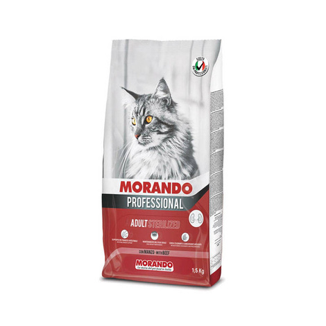 Morando Pro Sucha karma dla kota Sterilised Wołowina 1,5 KG + Mokra karma dla kota Sterilised Wołowina 85 G GRATIS