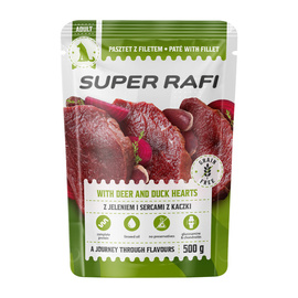 Super Rafi Mokra karma dla psa z jeleniem i sercami z kaczki 500 g
