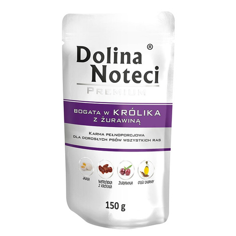 Mokra karma dla psa Dolina Noteci Premium bogata w królika z żurawiną zestaw 10 x 150 g