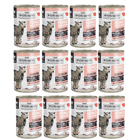 Wiejska Zagroda mokra karma monobiałkowa dla kota jagnięcina zestaw 12 x 400 g