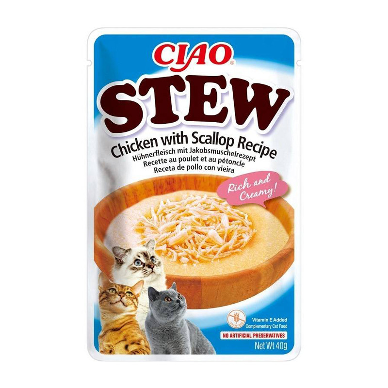 INABA STEW Potrawka z kurczaka i przegrzebków w kremowym sosie dla kota 40 g