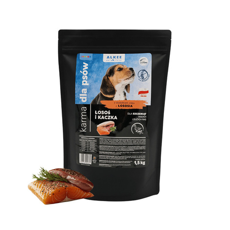 ALKEE karma sucha dla psa szczeniaka Łosoś i kaczka 1,5 kg