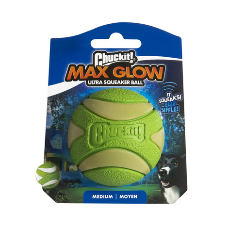 Chuckit! Max Glow Ultra Squeaker Ball Medium świecąca piłka z piszczałką dla psa 6,5 cm