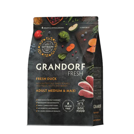 Grandorf Fresh Karma sucha dla psów średnich i dużych ras o wrażliwym układzie pokarmowym Kaczka 3kg