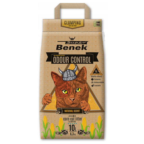Super Benek Odour Control Natural Kukurydziany żwirek dla kotów 10 l