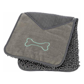 Ręcznik mikrofibra z kieszeniami na dłonie dla psa lub kota szary 78x32cm