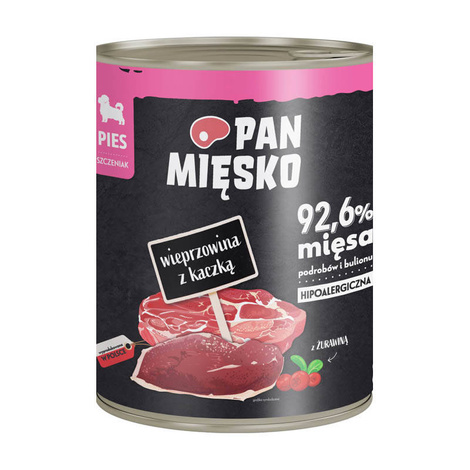 Pan Mięsko karma mokra dla psa Wieprzowina z kaczką dla szczeniąt 800 g