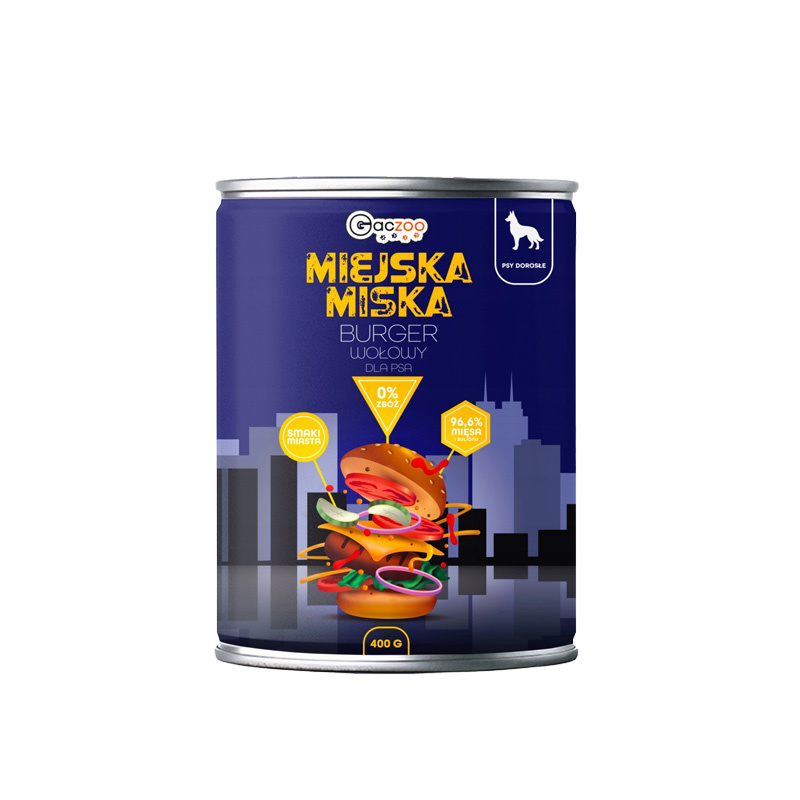 Gaczoo Miejska Miska karma mokra dla psa burger wołowy 400 g