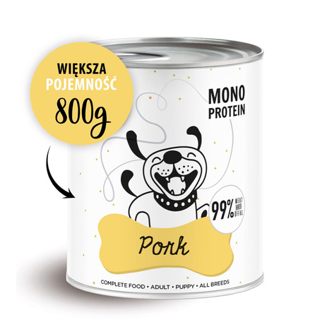 Paka Zwierzaka PEPE Pork Karma mokra dla psa wieprzowina 800 g