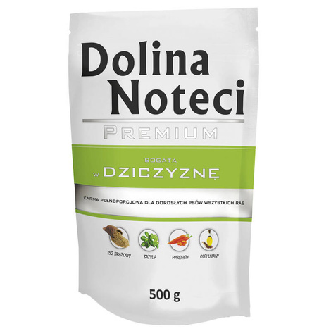 Mokra karma dla psa Dolina Noteci Premium bogata w dziczyznę saszetka 500 g