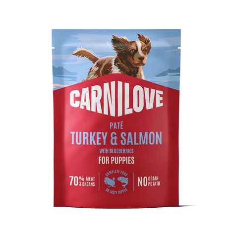 Carnilove Dog Pouch Puppies Karma mokra dla szczeniąt psów Indyk i łosoś z jagodami 300 g